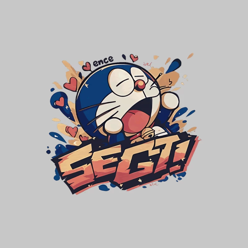 Fröhlicher Cartoon-Roboter schreit ausdrucksstark Herren Langarm T-Shirt