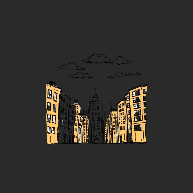 Cityscape Illustration Baseball Cap