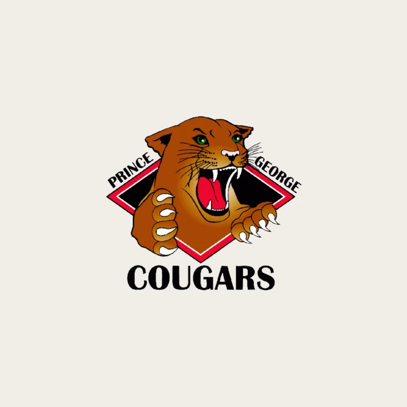 Prince George Cougars Sports Team Logo with Fierce Cougar Mascot Bucket Hat