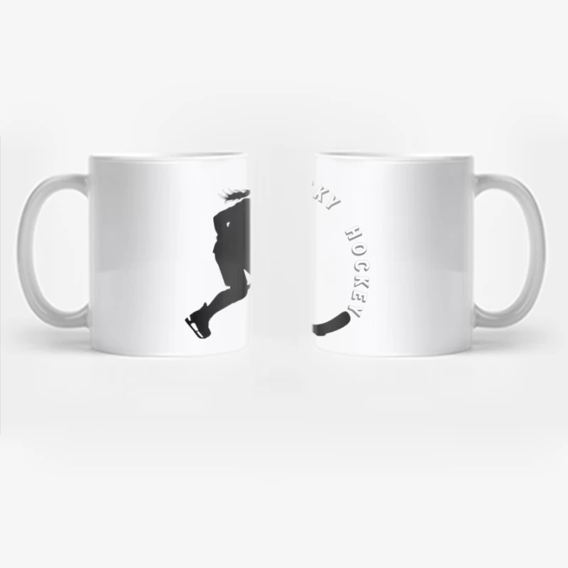 Female Hockey Player Silhouette in Action Coffee Mug