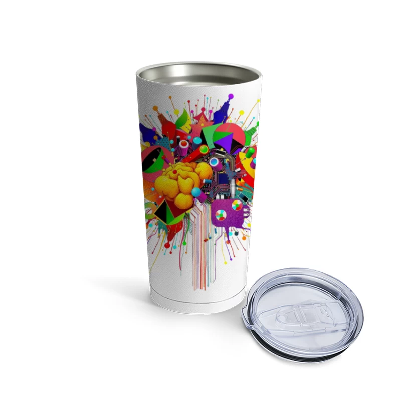 Vibrant Digital Brain: Creative Mind Explosion Travel Mug