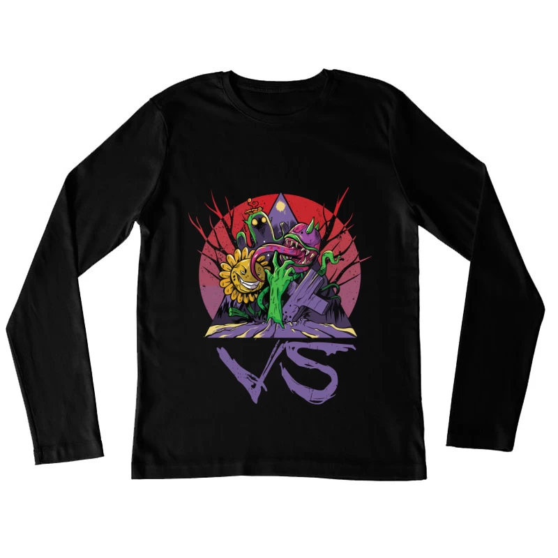 Monsters vs. Plants: A Whimsical Battle Female Long Sleeve T-Shirt