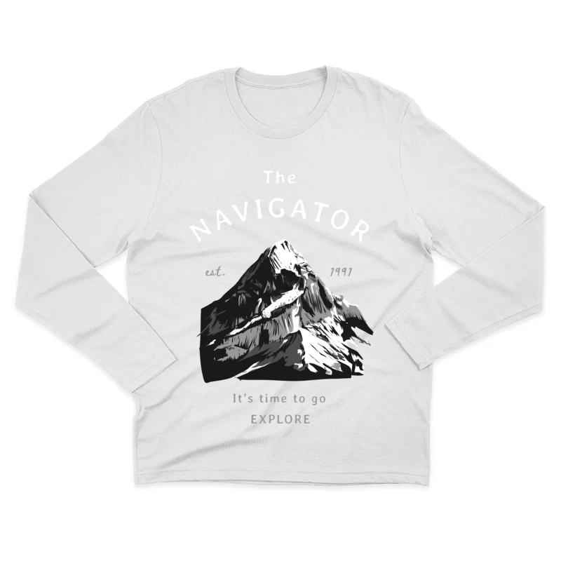 Der Navigator: Erkunde die Berge Herren Langarm T-Shirt