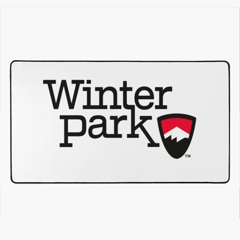 Winter Park Resort Logo with Mountain Shield Design Desk Mat