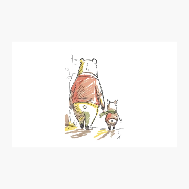 Winnie the Pooh and Piglet: A Sketchy Watercolor Walk Travel Mug