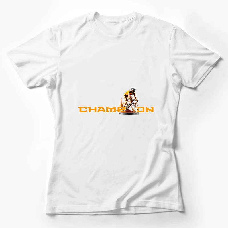 Champion Cycling Sports Logo with Trophy Cyclist Female T-Shirt