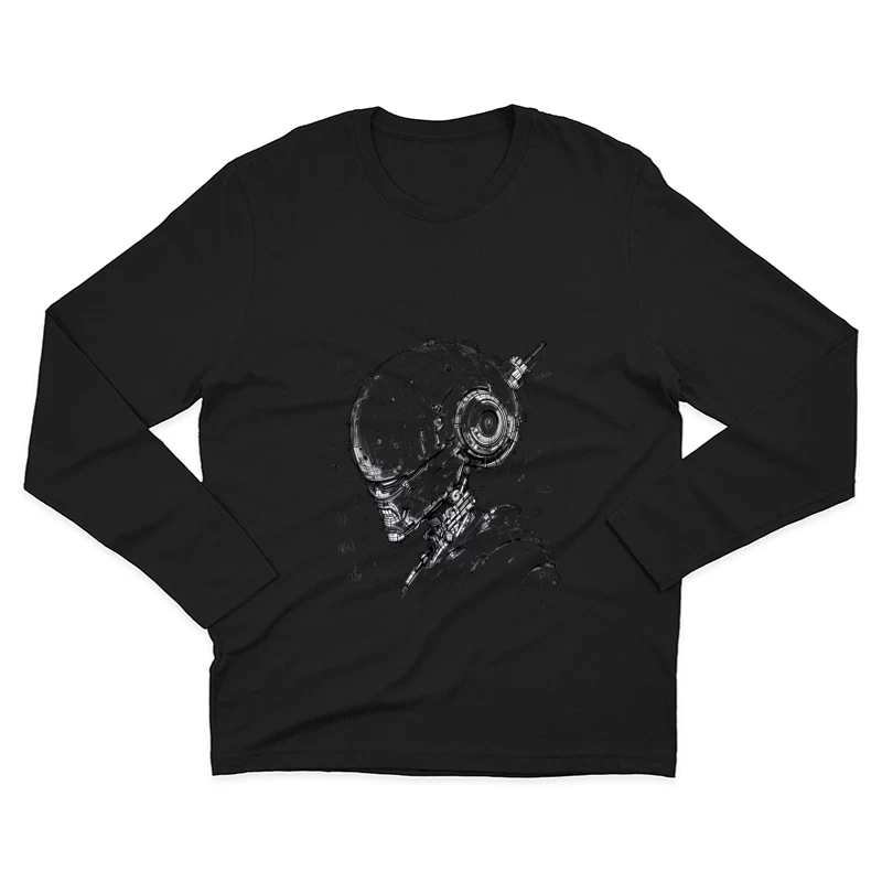 Futuristic Cybernetic Robot Illustration Male Long Sleeve T-Shirt