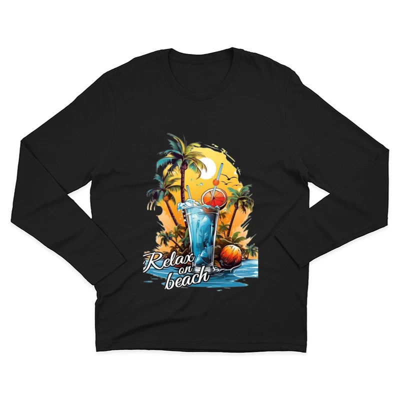 Beach Relaxation Cocktail Male Long Sleeve T-Shirt