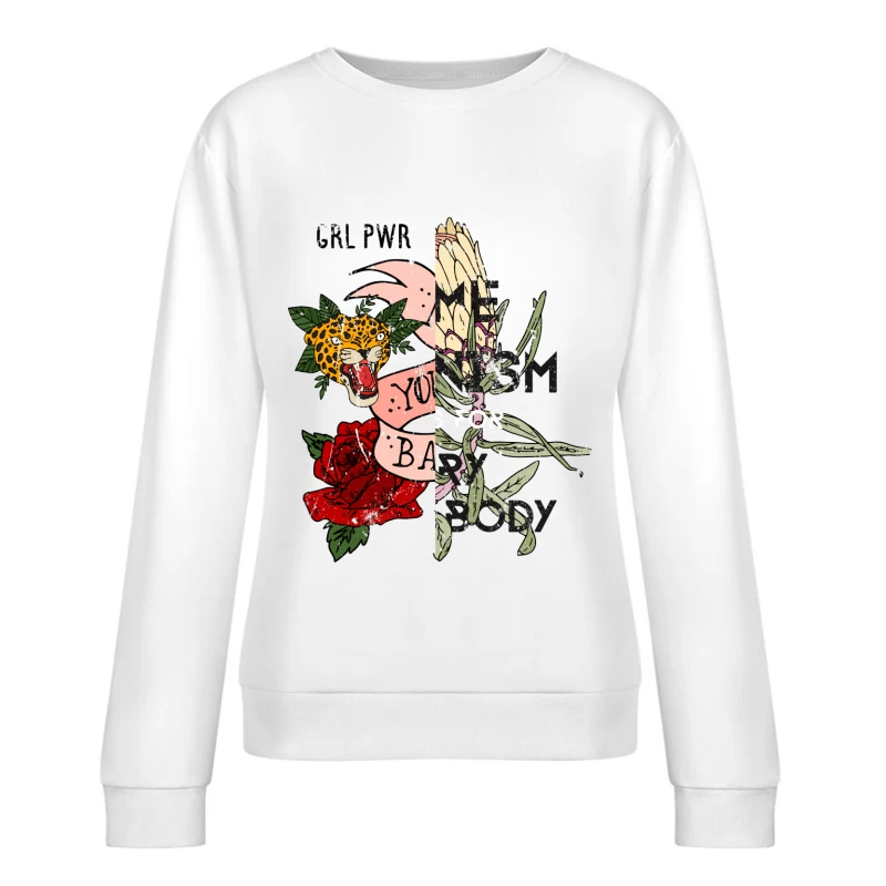 Tatouage Animal et Botanique avec Texte Femme Sweat-shirt à enfiler