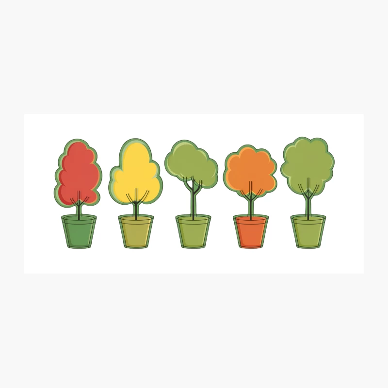 Colorful Potted Tree Illustrations for Garden Design Coffee Mug
