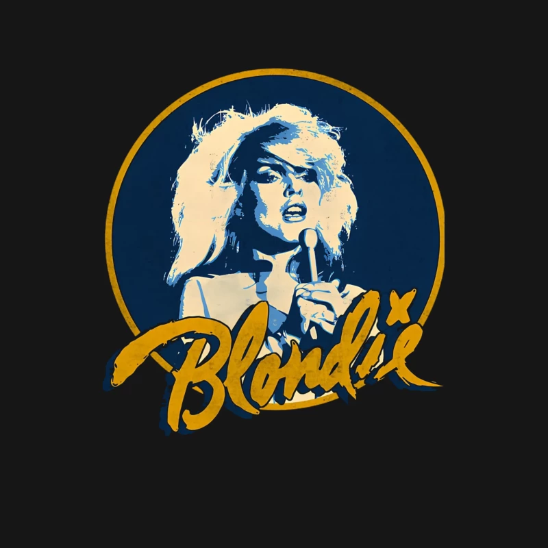 Vintage Blondie Band Logo with Blue and Gold Design Female Long Sleeve T-Shirt