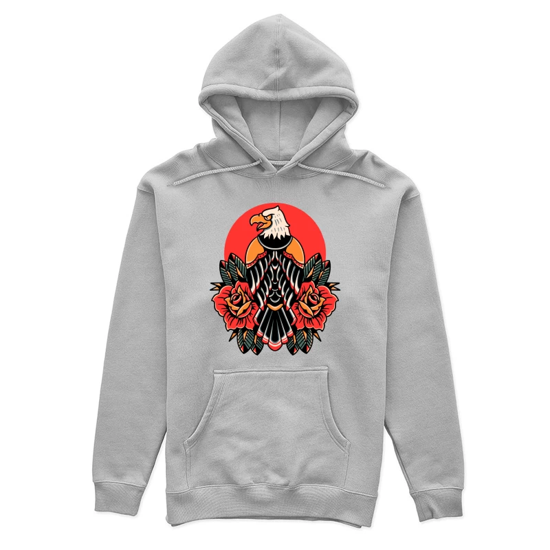 Eagle and Roses Tattoo Art Female Pullover Hoodie