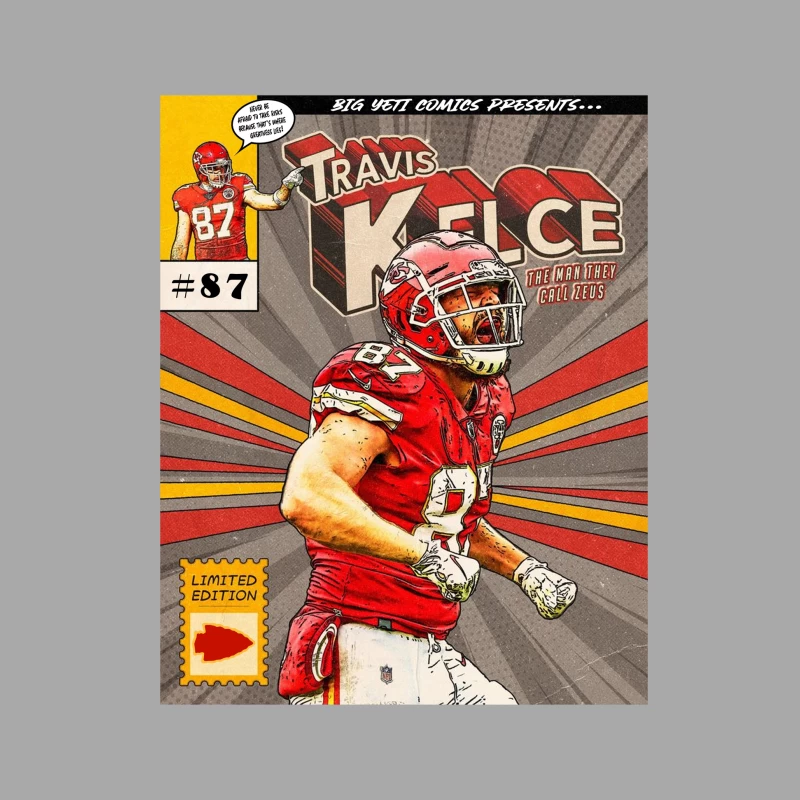 Football - Kansas City Chiefs - Comic Book Mockup - TRAVIS KELCE Male Pullover Hoodie