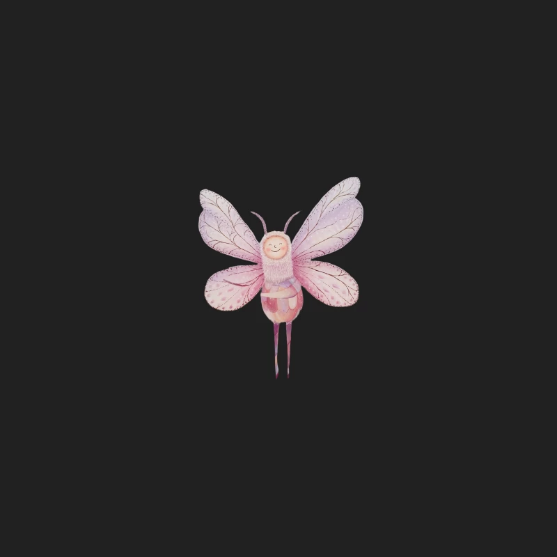 Whimsical Pink Butterfly Fairy Illustration Bucket Hat