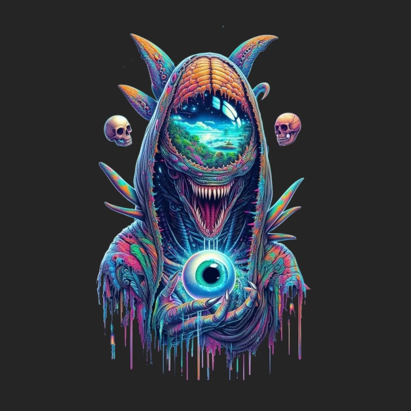 Surreal Cosmic Monster in Vibrant Colors Male Pullover Sweatshirt