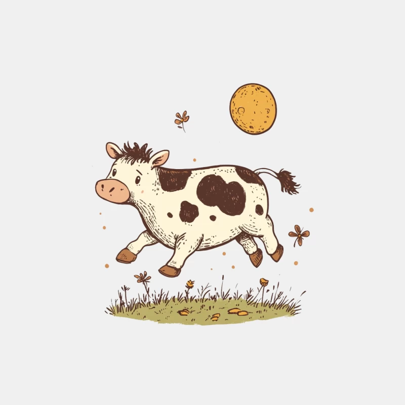 Cute Cartoon Cow Frolicking Under the Moon Male Tank Top