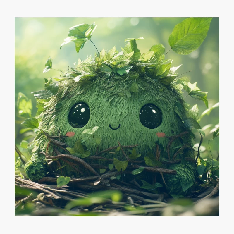 Adorable Leafy Forest Spirit: A Whimsical Nature Fantasy Throw Pillow