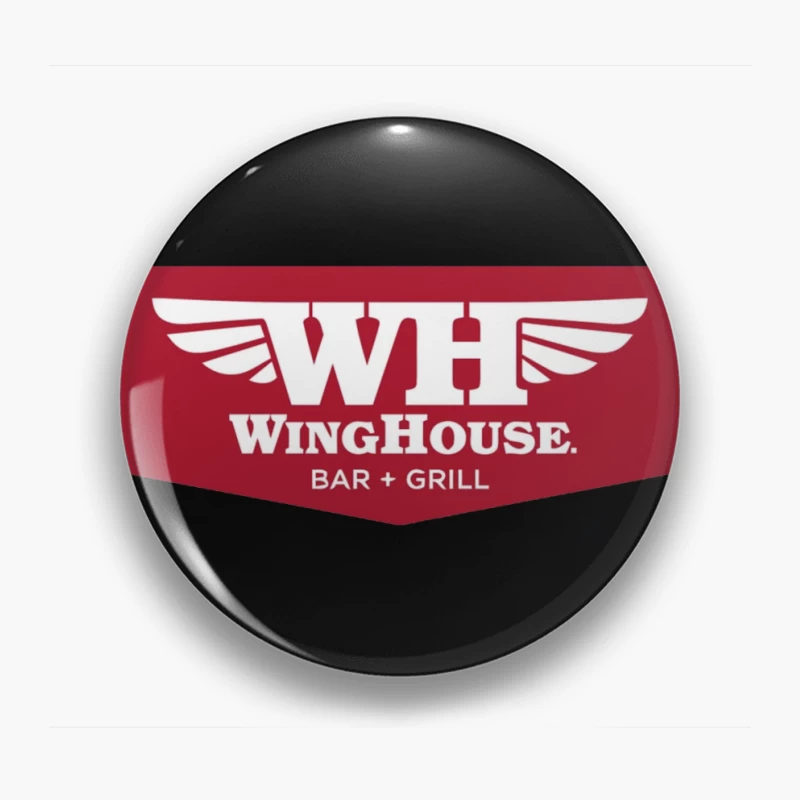 WingHouse Bar & Grill Restaurant Logo with Wings Design Pin