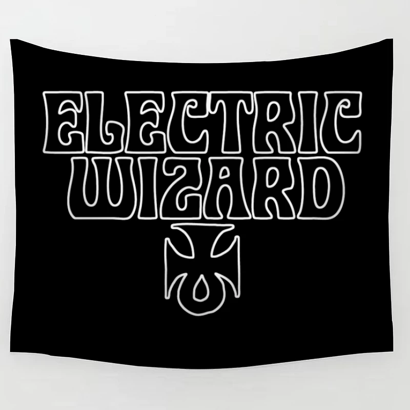 Electric Wizard Doom Metal Band Logo with Iron Cross Tapestry