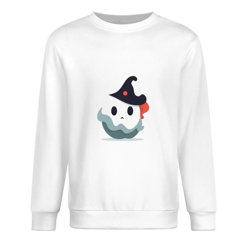 Cute Cartoon Ghost with Witch Hat Male Pullover Sweatshirt