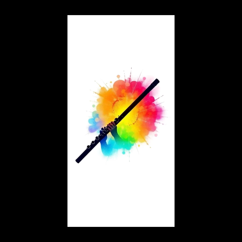 Rainbow Flute with Colorful Watercolor Splash Effect iPhone Case