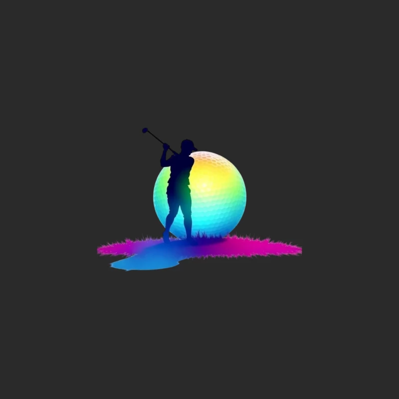Colorful Golfer Silhouette with Rainbow Golf Ball Baseball Cap