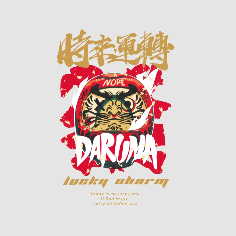Daruma Glücksbringer Design Herren Pullover Hoodie