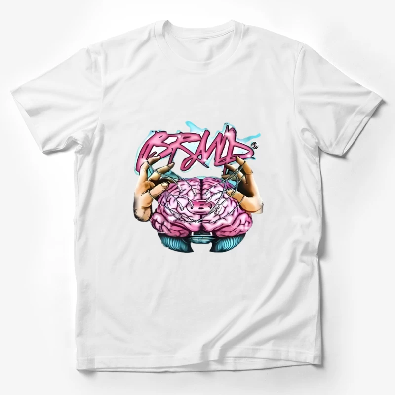 Design graphique avec cerveau et mains en style graffiti Homme T-Shirt