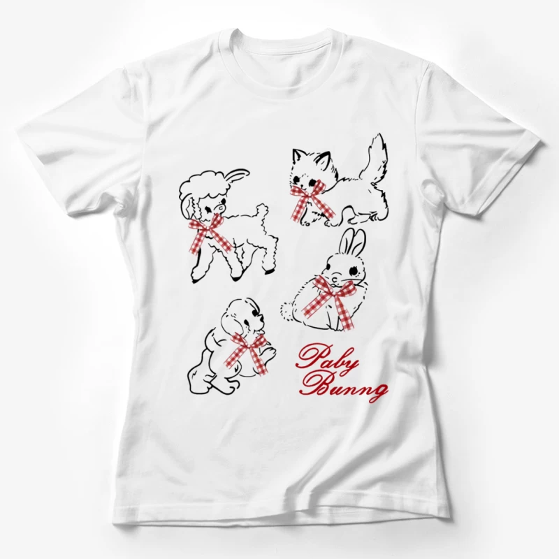 Niedliche Tierillustrationen mit Schleifen Damen T-Shirt