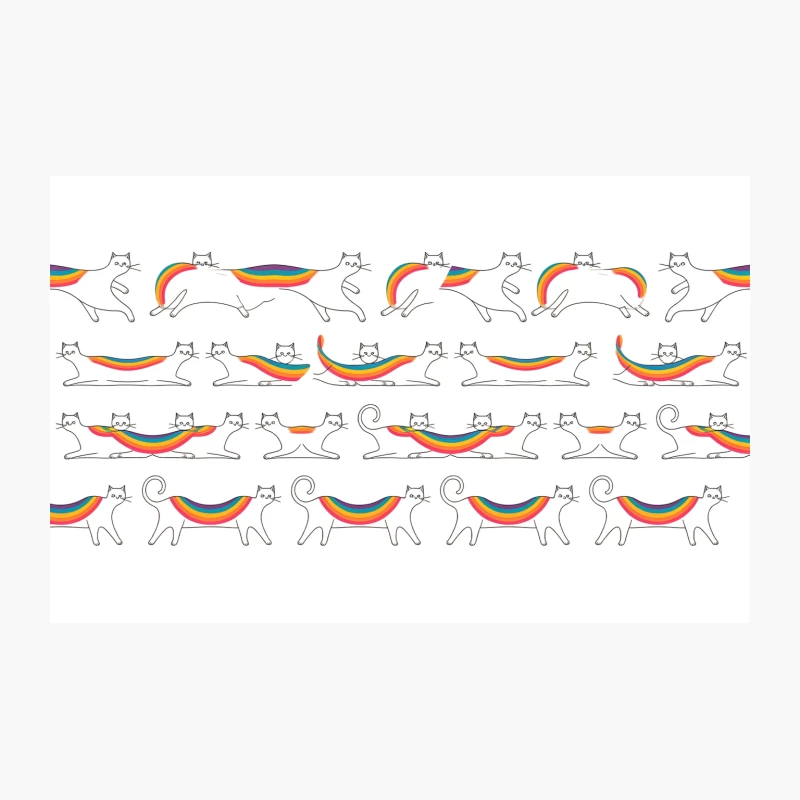 Whimsical Rainbow Cat Pattern Illustration Travel Mug