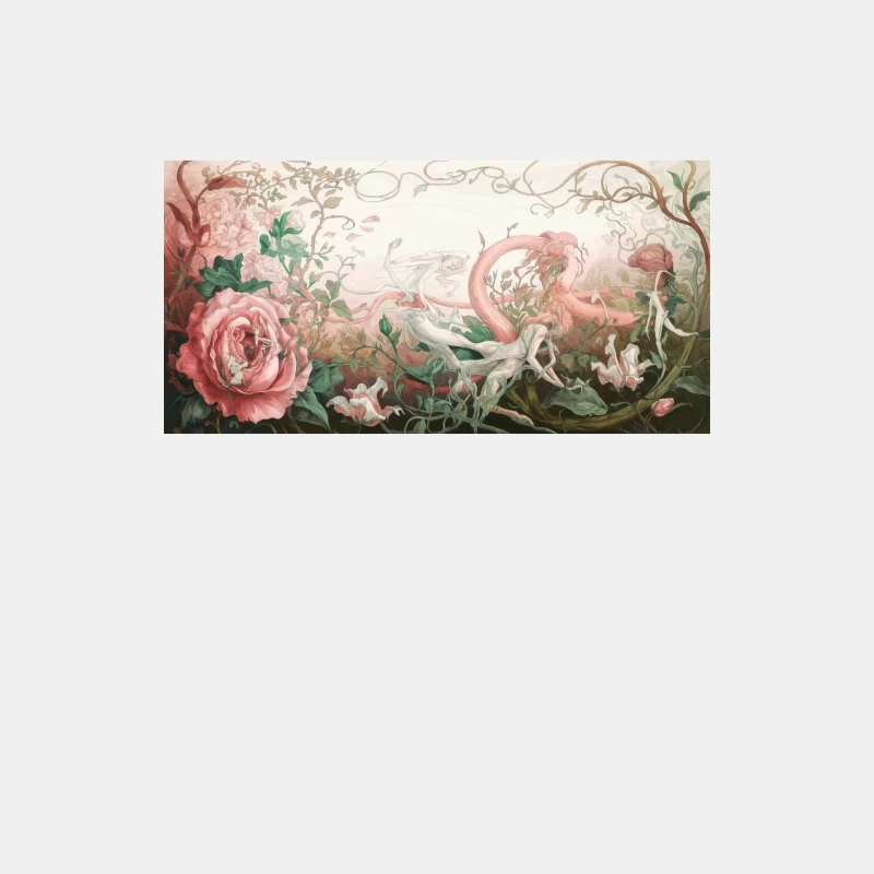 Whimsical Floral Fantasy with Rose and Flamingo Male Tank Top