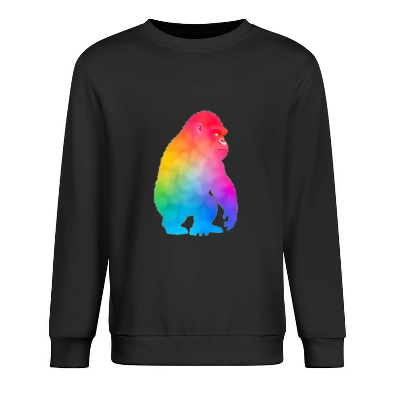 Rainbow Gradient Gorilla Silhouette Art Male Pullover Sweatshirt