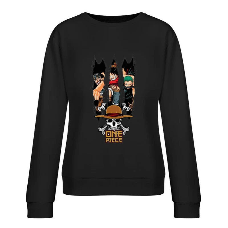 One Piece Character Artwork Female Pullover Sweatshirt