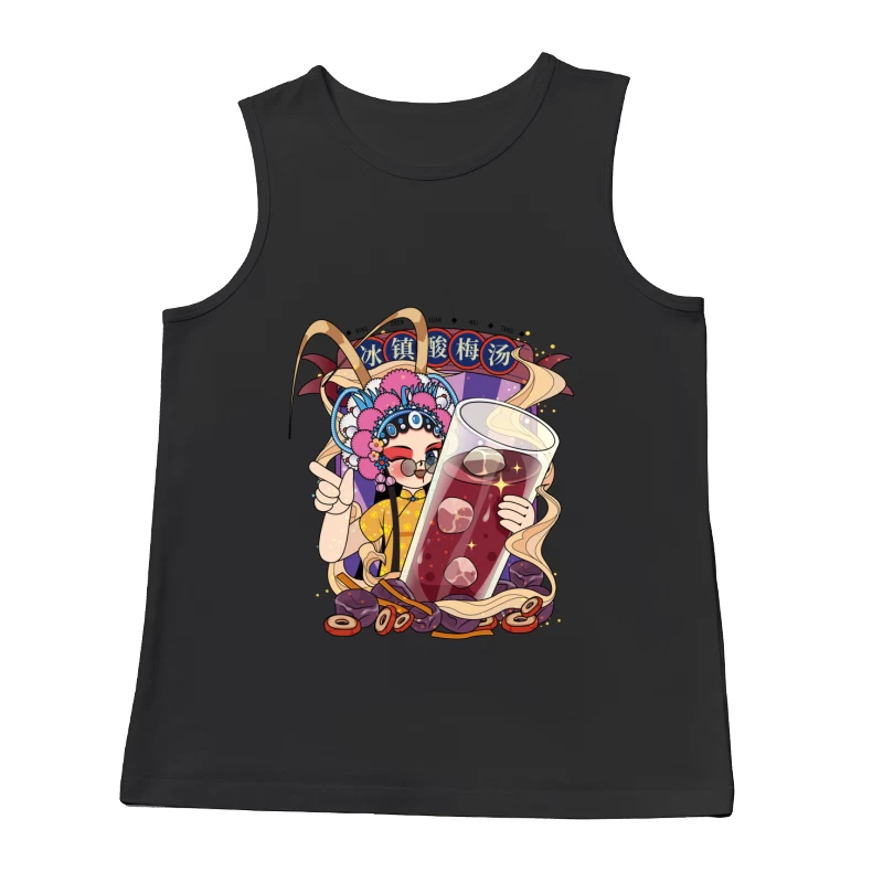 Chinesisches Getränk mit Opernfigur Herren Tanktops