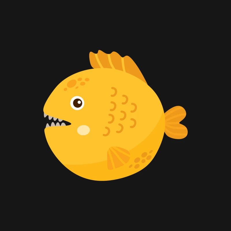 Poisson jaune mignon avec dents pointues Homme Manches Longues T-Shirt