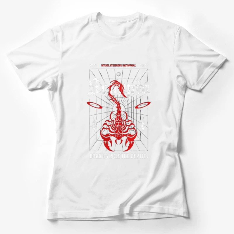 Red Mystical Scorpion with Geometric Pattern Female T-Shirt