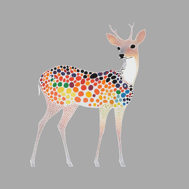 Whimsical Polka Dot Deer Illustration Male Pullover Hoodie