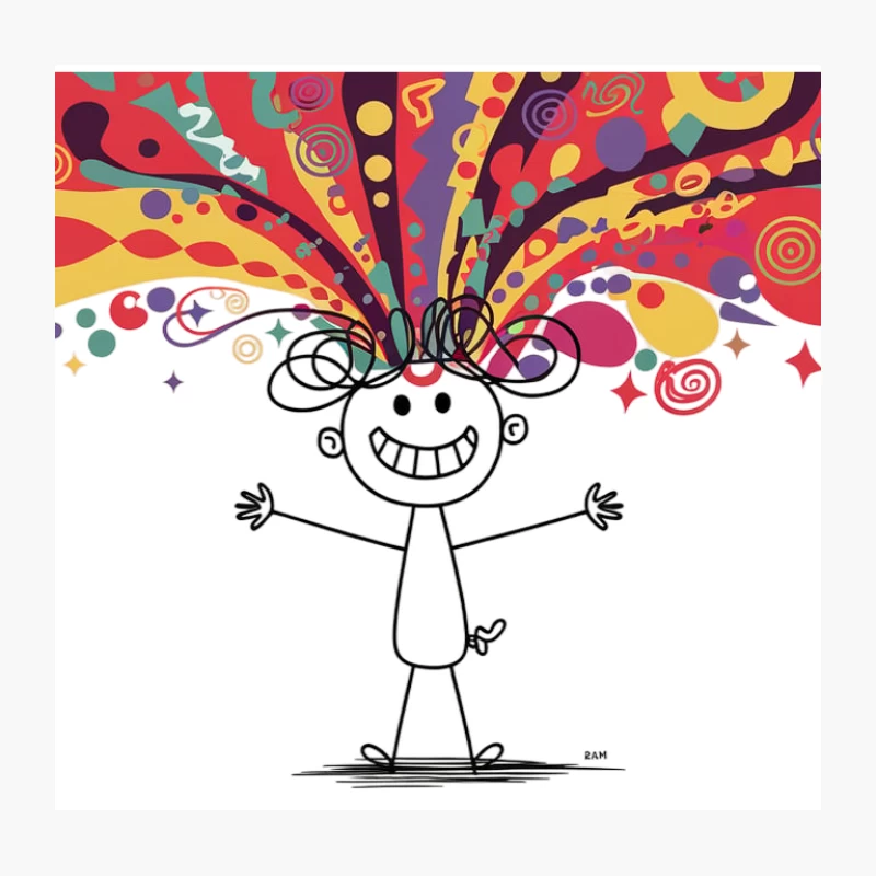 Joyful Explosion of Colorful Imagination Throw Pillow