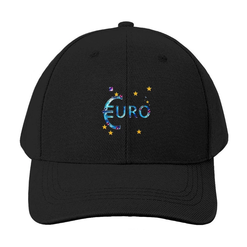 Decorative Crystal Euro Symbol with European Stars Baseball Cap