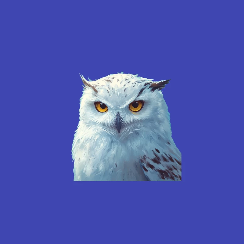 Digital Painting of a Majestic White Snowy Owl with Piercing Yellow Eyes Bucket Hat