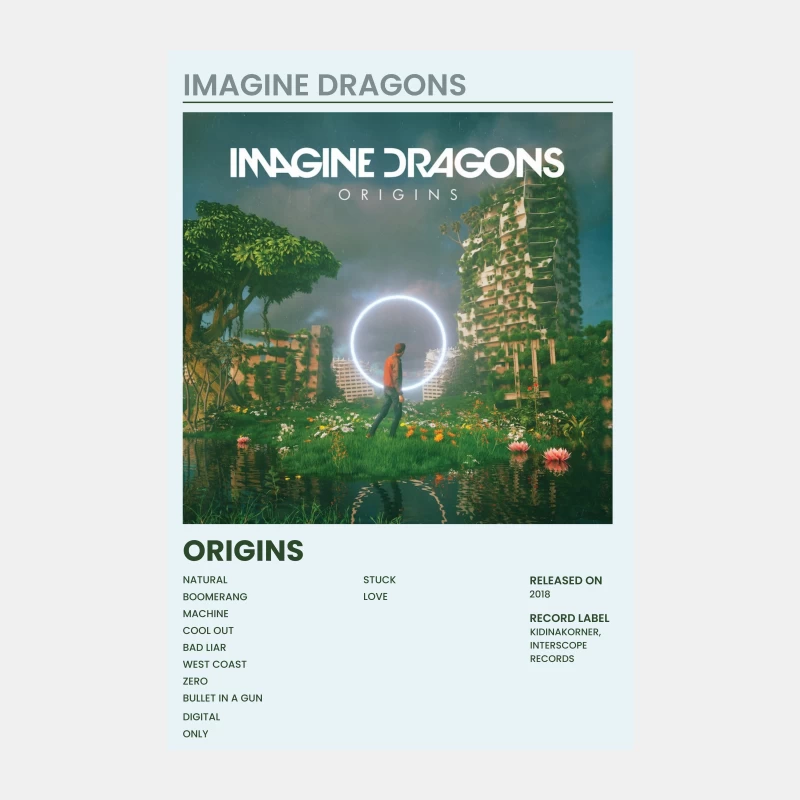 Imagine Dragons' Origins Album: Mystical Nature-Inspired Cover Art Male Tank Top