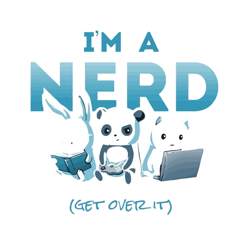 Cute Animal Nerds: Panda and Rabbit with Tech and Books Tapestry