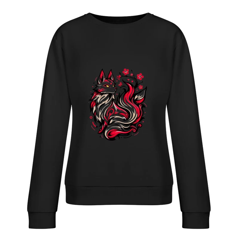 Artistic Fox Design Female Pullover Sweatshirt