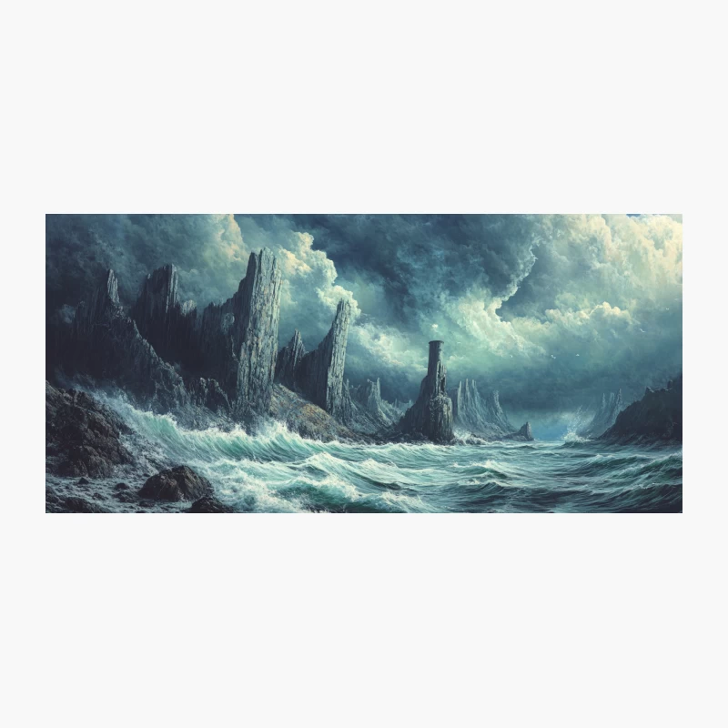 Tempestuous Seascape: Stormy Waves Crash Against Towering Cliffs Coffee Mug
