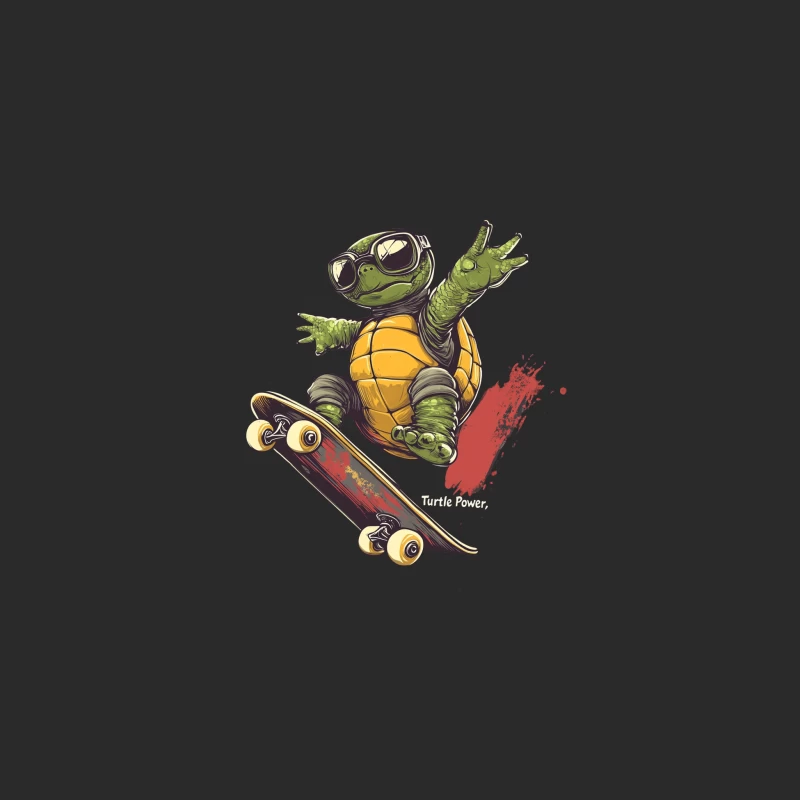 Cool Cartoon Turtle Skateboarding with Sunglasses Baseball Cap