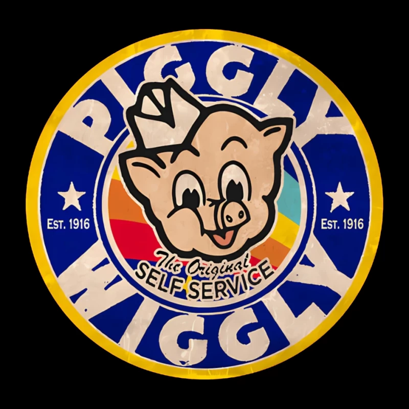 Vintage Piggly Wiggly Supermarket Logo - The Original Self Service Store Since 1916 Pin