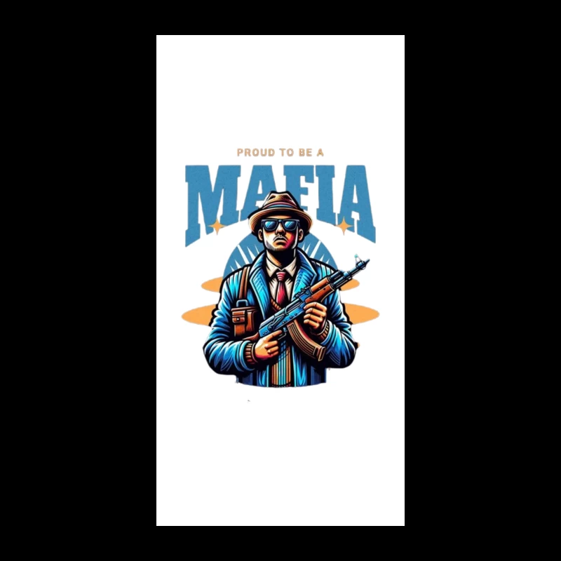 Vintage-Style Mafia Gangster Illustration with Weapon iPhone Case