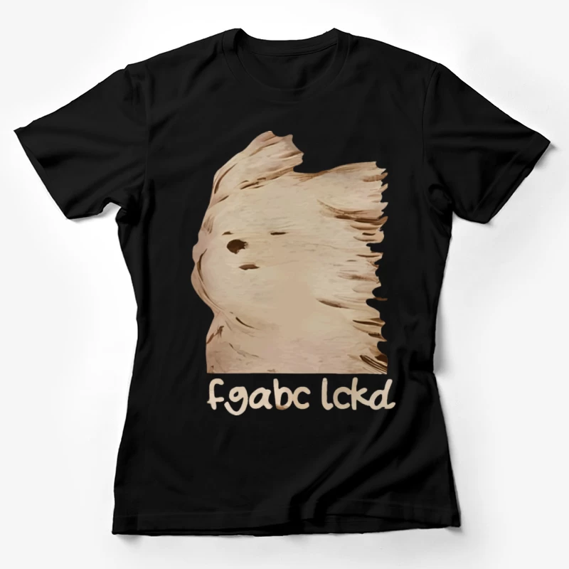 Holztafel mit seltsamem Gesicht und Text Damen T-Shirt