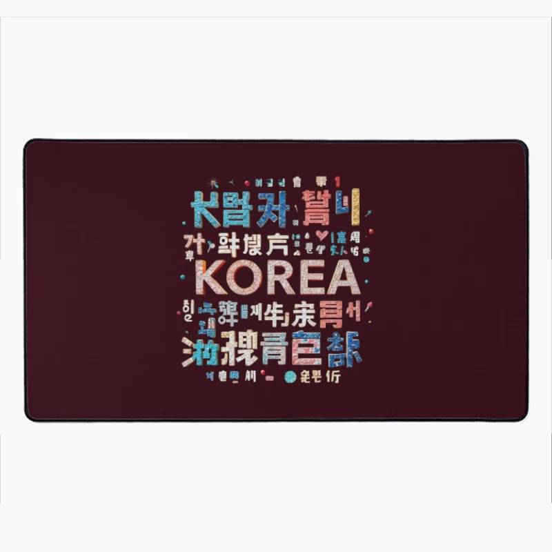 Artistic Korean Typography and Cultural Design Desk Mat