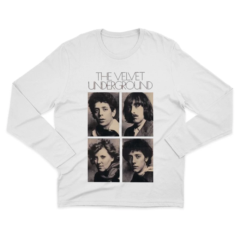 Vintage Black and White Portrait Collection of The Velvet Underground Band Members Male Long Sleeve T-Shirt